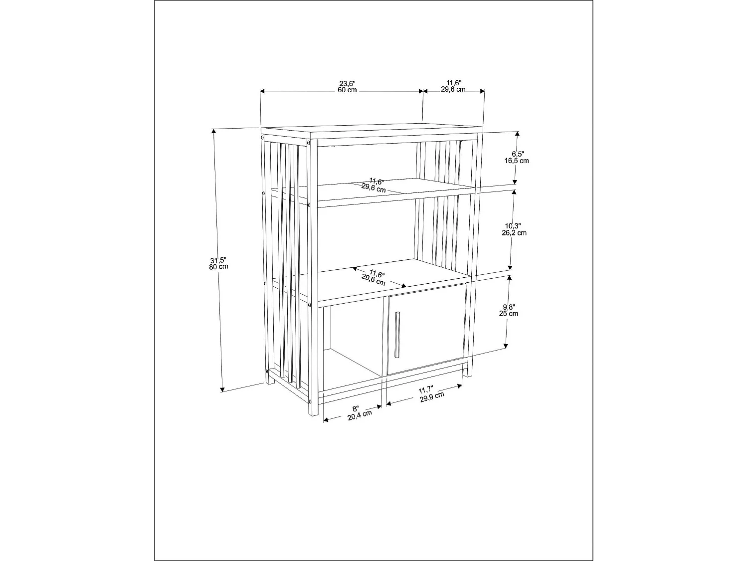 Elegante antraciet-gouden boekenkast, 60 x 80 x 29,6 cm | 100% melamine-gecoate spaanplaat, 18 mm dik | Perfect voor moderne woon- en opberg