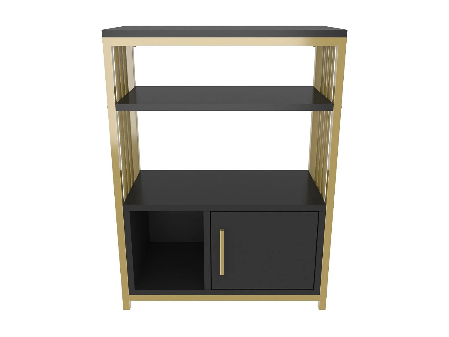 Elegante antraciet-gouden boekenkast, 60 x 80 x 29,6 cm | 100% melamine-gecoate spaanplaat, 18 mm dik | Perfect voor moderne woon- en opberg
