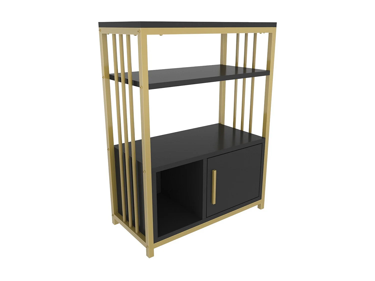 Elegante antraciet-gouden boekenkast, 60 x 80 x 29,6 cm | 100% melamine-gecoate spaanplaat, 18 mm dik | Perfect voor moderne woon- en opberg