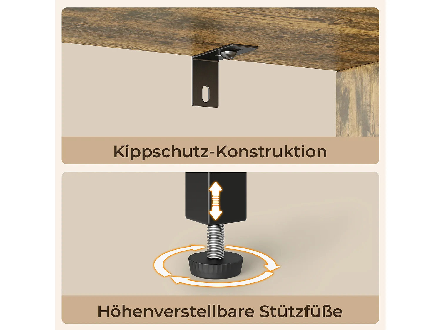 Bibliothèque 2 Portes Imitation Chêne Et Acier Marron