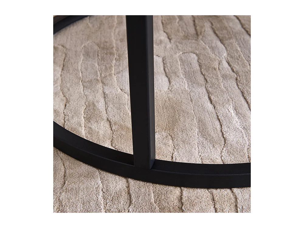 Lot de 2 Tables Basses gigognes, avec marbré brillant, Noir et Blanc