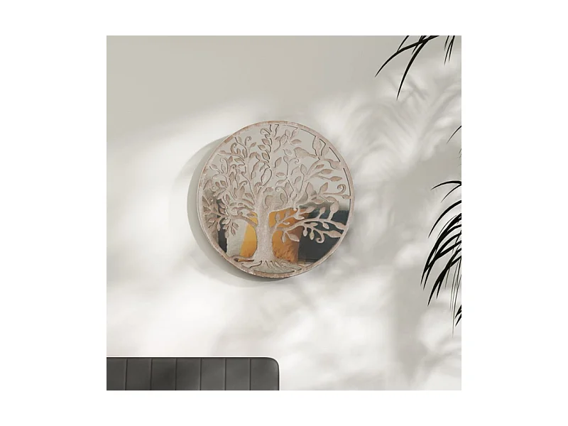 Espelho Redondo em Ferro Areia para Decoração de Interiores 40x2,5 cm