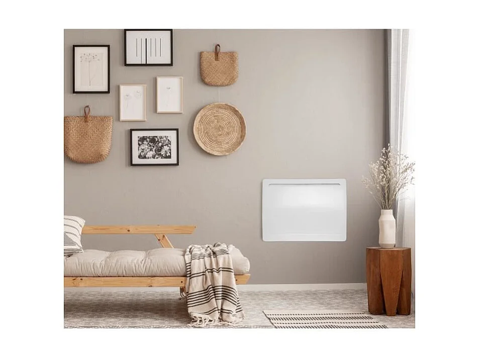 Radiateur électrique fixe a inertie seche céramique 1000W OCEANIC Rubis - Design galbé - Blanc - NF