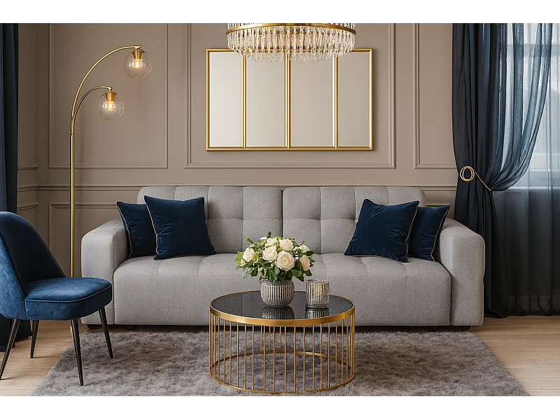 Bergamo 3-Sitzer Sofa – Stoff Raven 7 grau, 244×102×70 cm