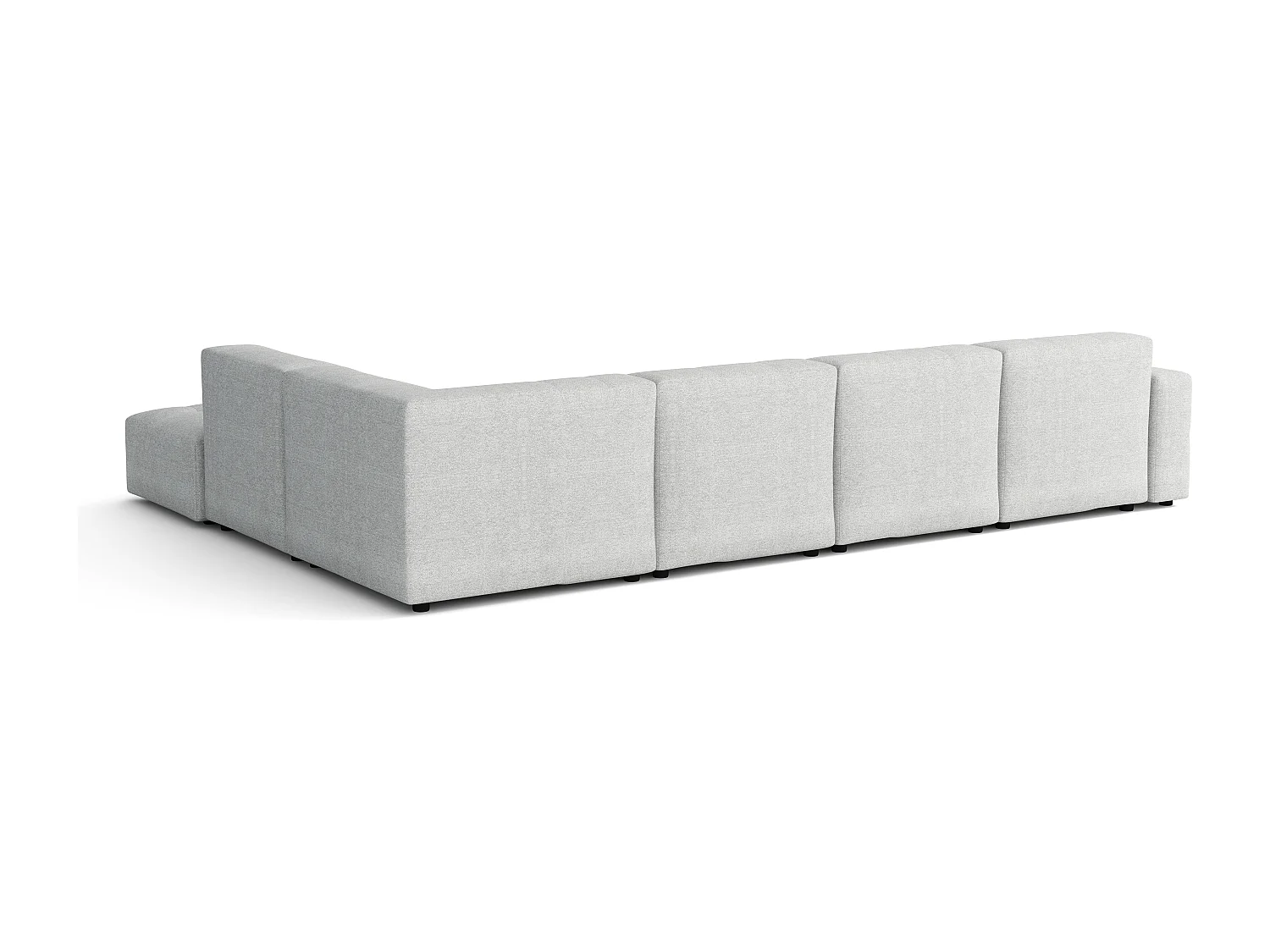 Canapé d’angle droit avec pouf Bergamo C– tissu Raven 6 gris clair,  364×262×70 cm
