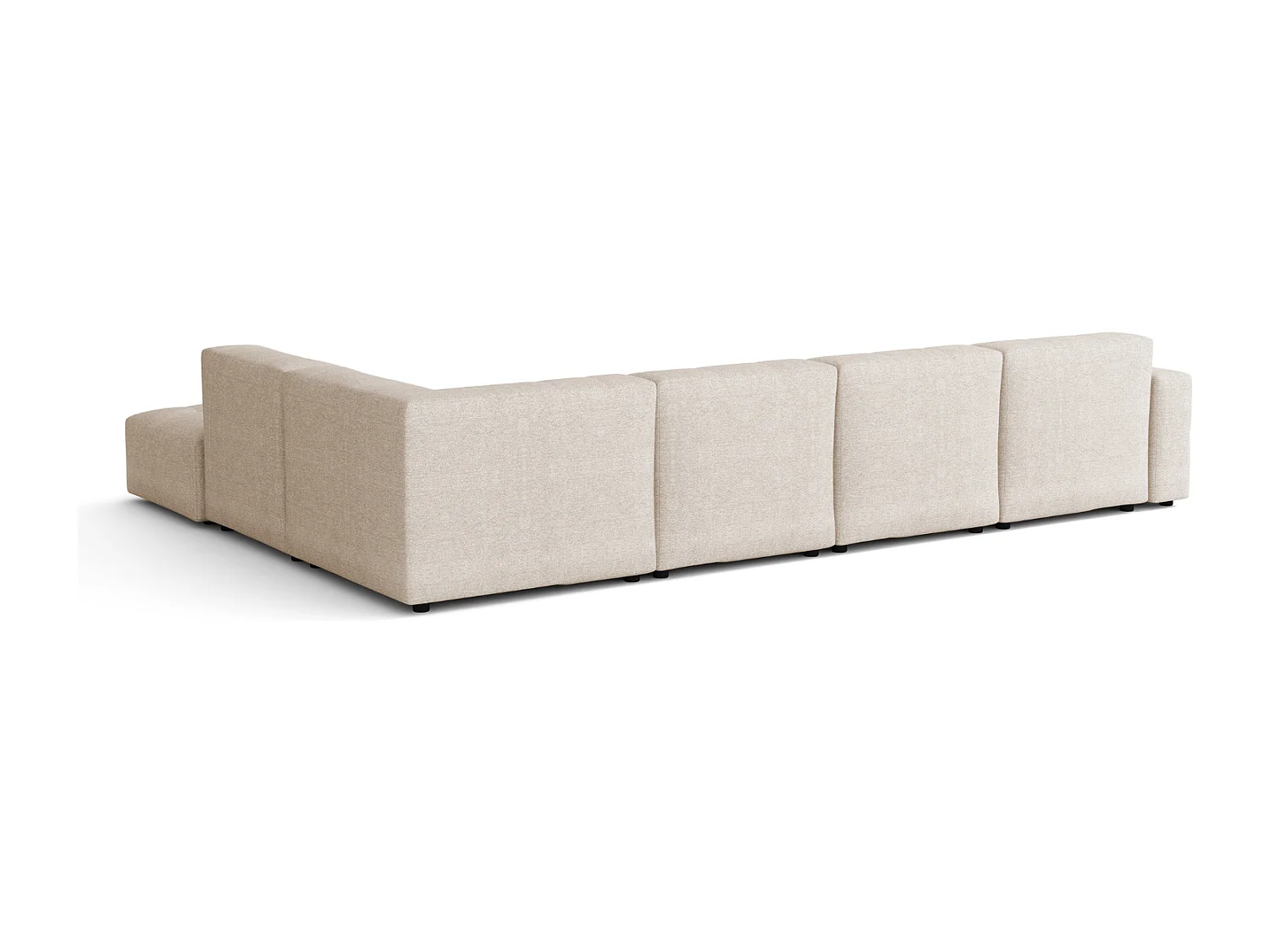 Canapé d’angle gauche avec pouf Bergamo C– tissu Raven 24 crème,  364×262×70 cm