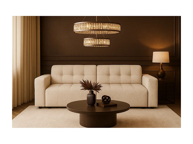 Bergamo 3-Sitzer Sofa – Stoff Raven 24 creme, 244×102×70 cm