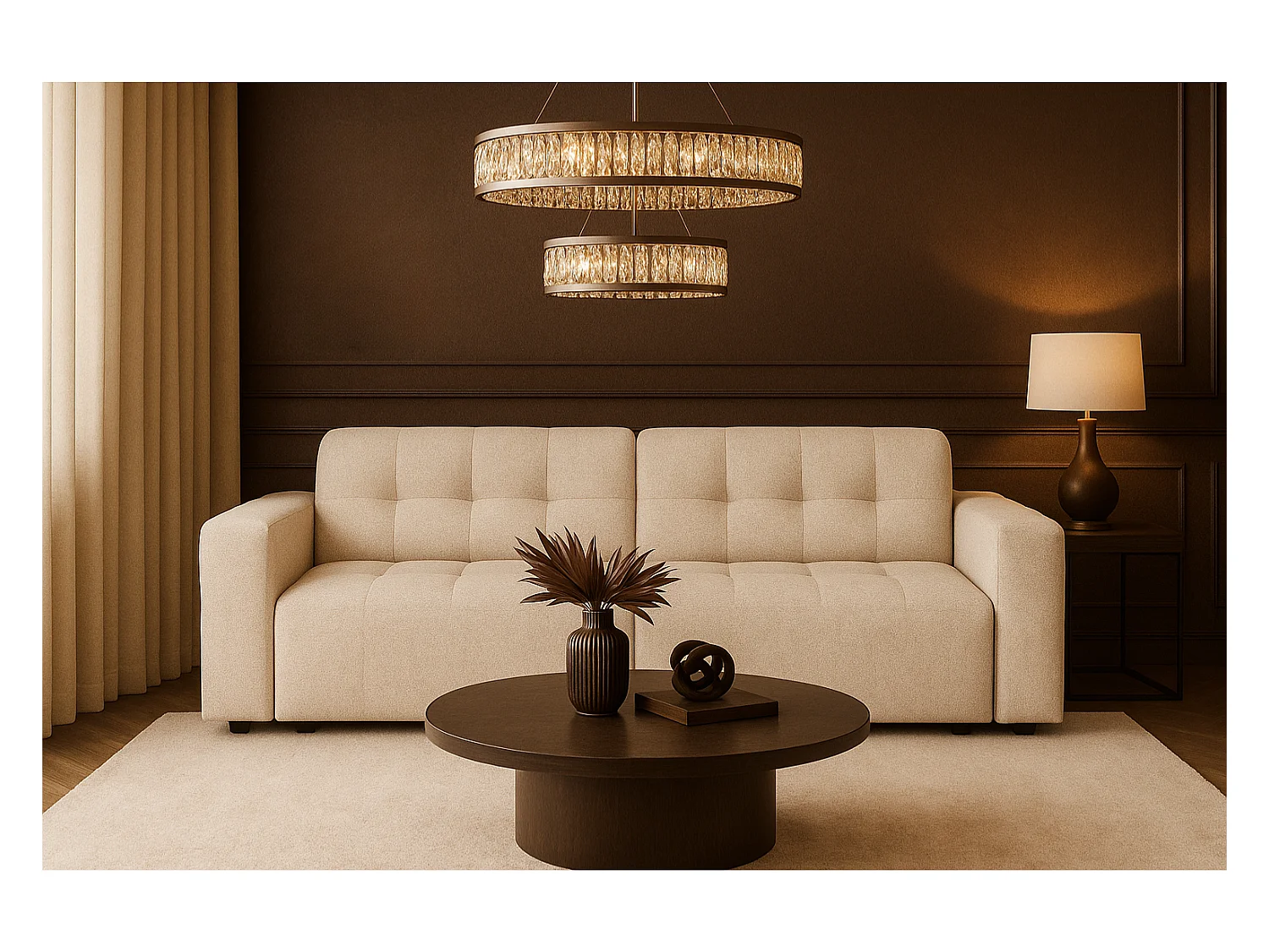 Sofa Bergamo 3-osobowa, tkanina Raven 24 kremowa – 244×102×70 cm