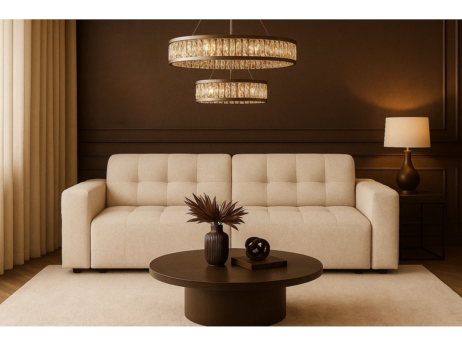 Bergamo 3-Sitzer Sofa – Stoff Raven 24 creme, 244×102×70 cm