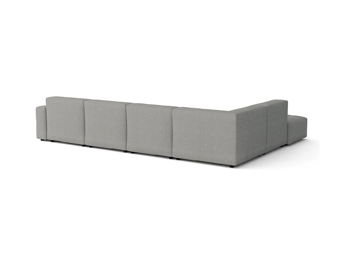 Ecksofa rechts mit Hocker/Pouf Bergamo C– Stoff Raven 7 grau, 364x262x70 cm