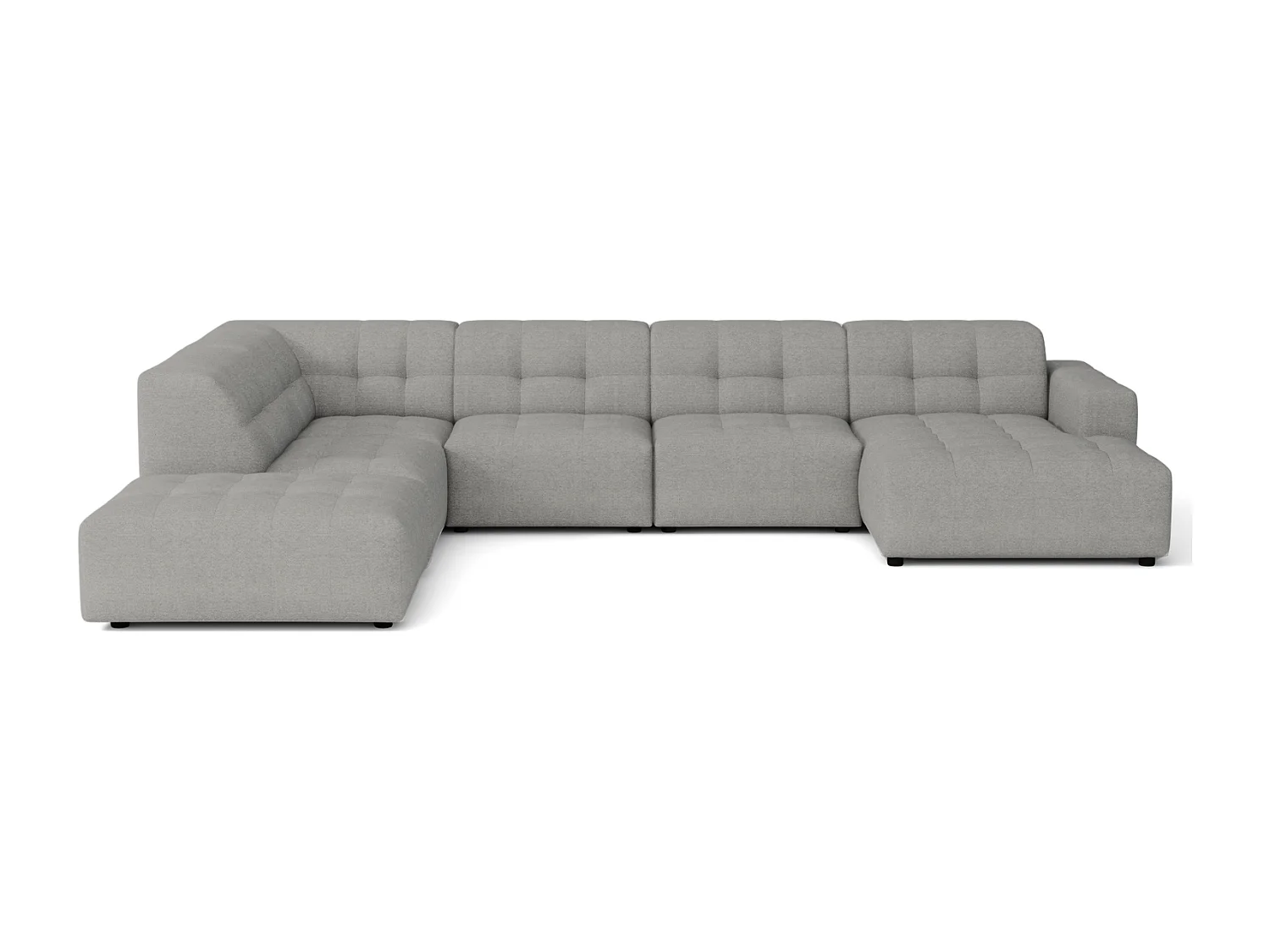 Canapé d’angle droit avec pou Bergamo C – tissu Raven 7 gris, 364×262×70 cm