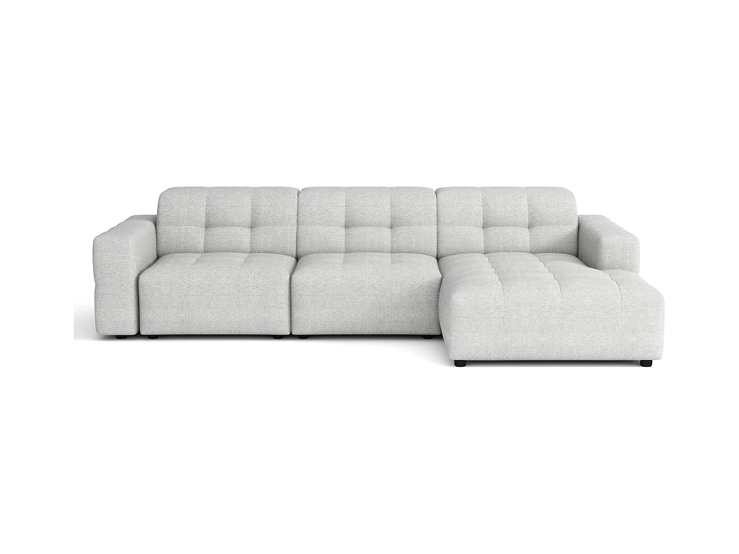 Canapé d’angle Bergamo A – angle gauche, tissu Raven 6 gris clair, 284×166×70 cm