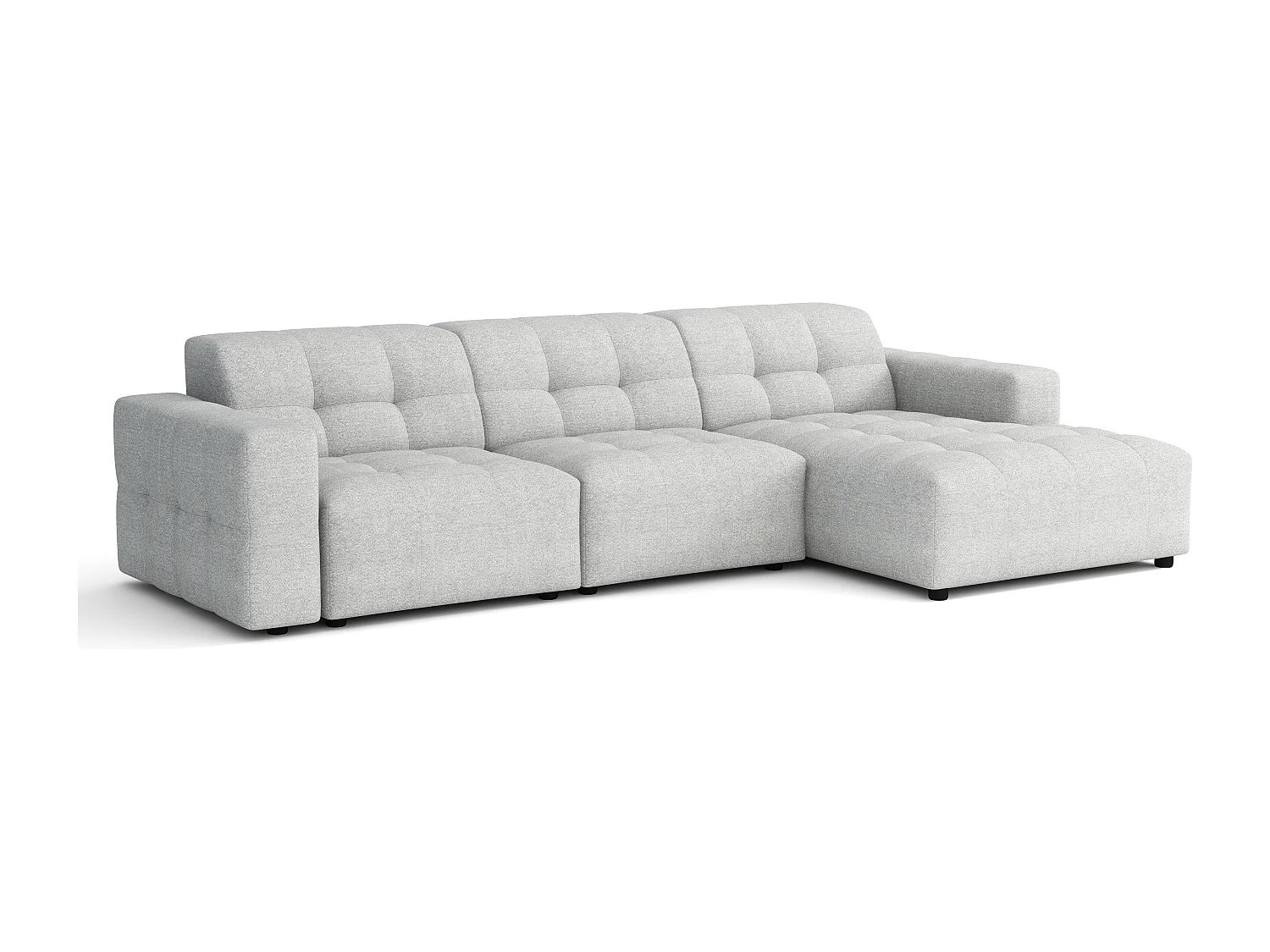 Canapé d’angle Bergamo A – angle gauche, tissu Raven 6 gris clair, 284×166×70 cm