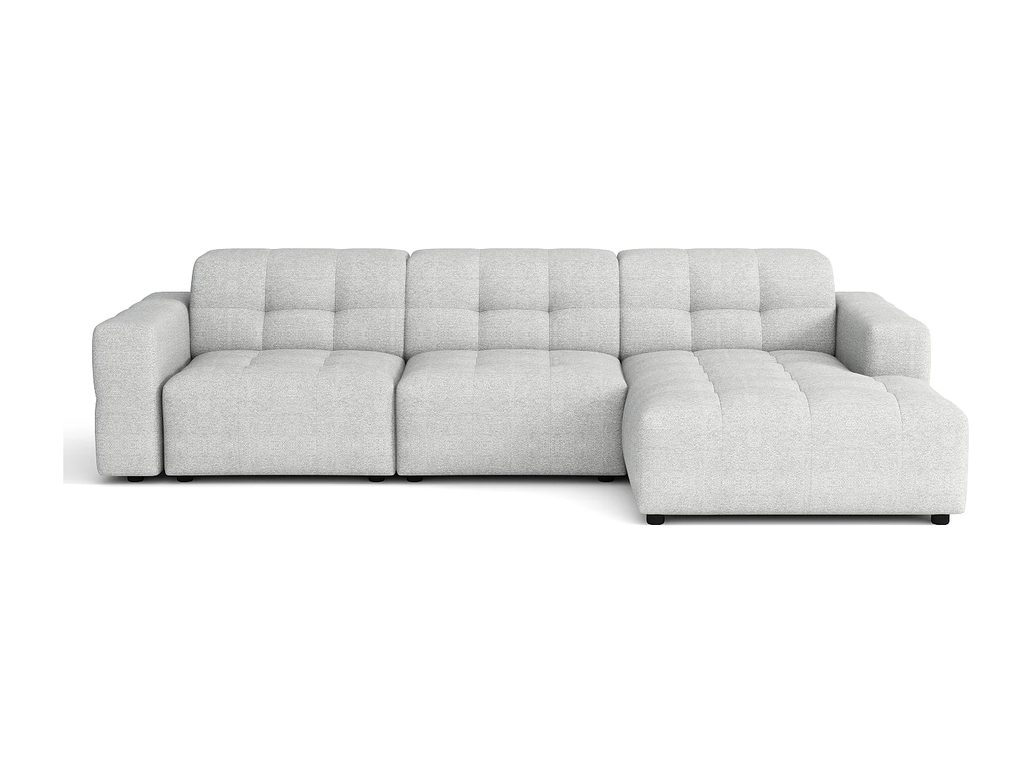 Hoekbank links  Bergamo A – stof Raven 6 lichtgrijs, 284×166×70 cm