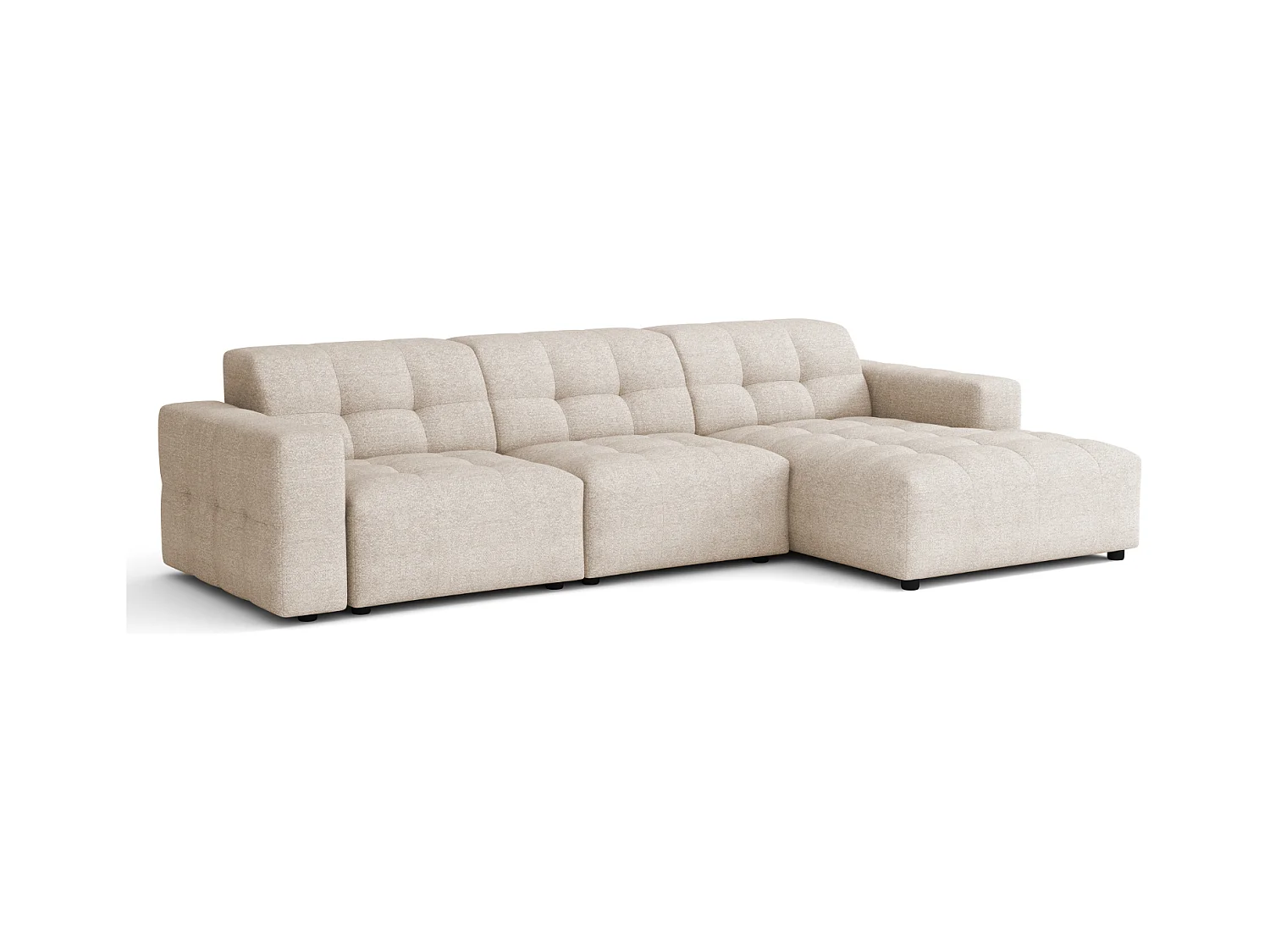 Hoekbank rechts   Bergamo A – stof Raven  24 crème, 284×166×70 cm