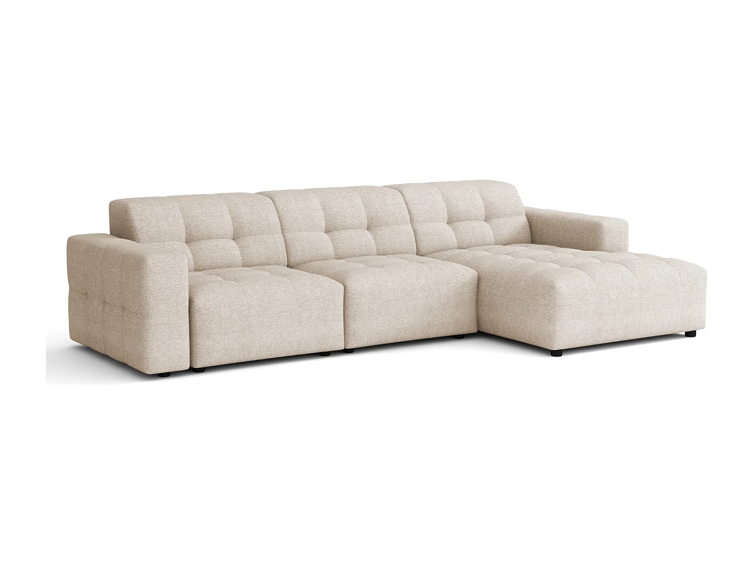 Hoekbank rechts   Bergamo A – stof Raven  24 crème, 284×166×70 cm