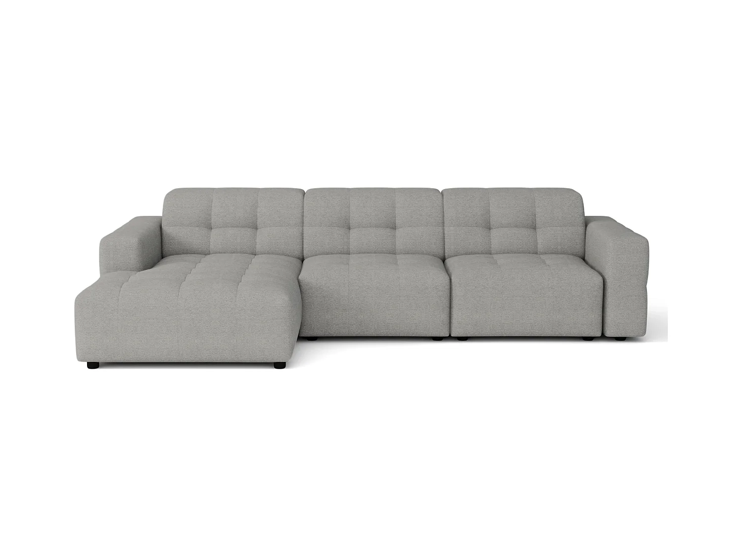 Ecksofa links Bergamo A – Stoff Raven 7 grau, 284×166×70 cm