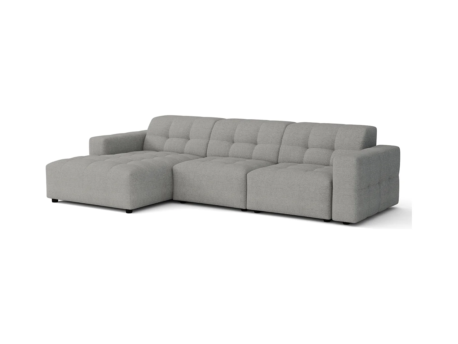 Ecksofa links Bergamo A – Stoff Raven 7 grau, 284×166×70 cm