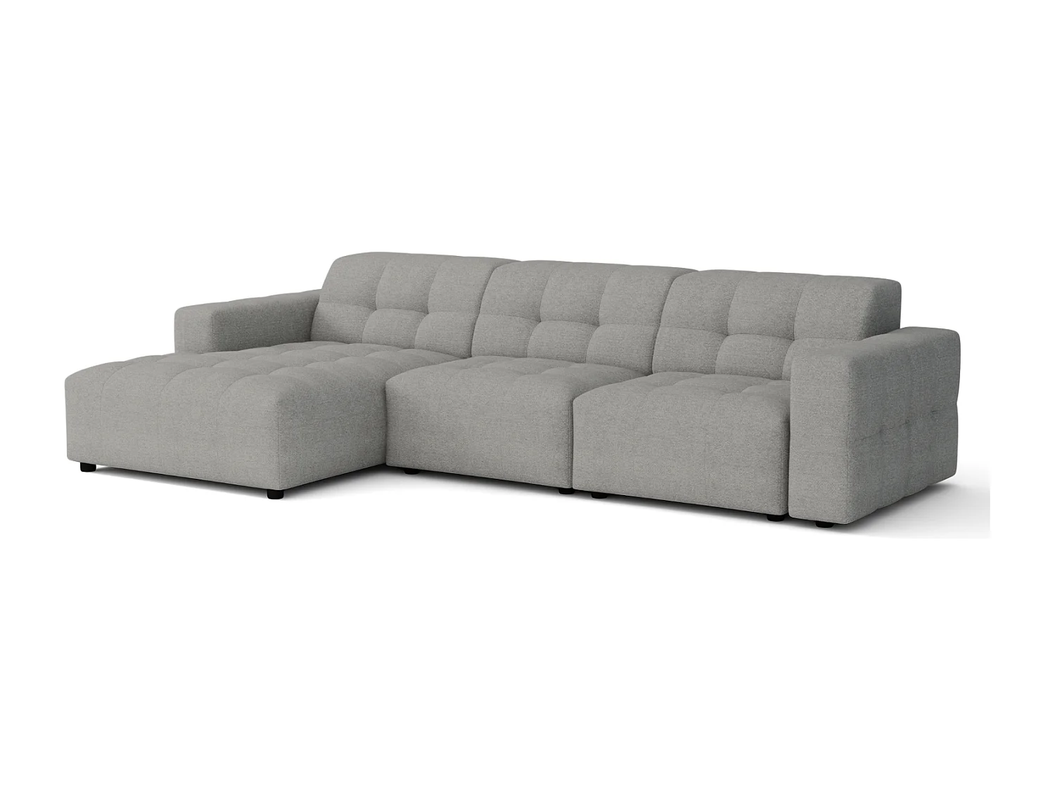 Canapé d’angle Bergamo A – angle gauche, tissu Raven 7 gris, 284×166×70 cm