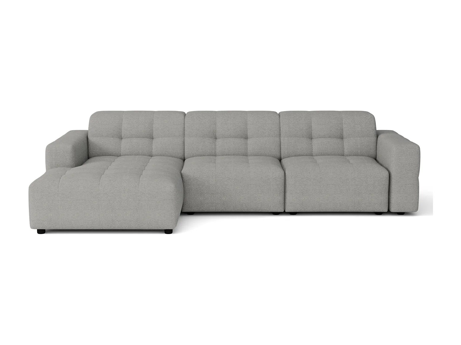 Canapé d’angle Bergamo A – angle gauche, tissu Raven 7 gris, 284×166×70 cm