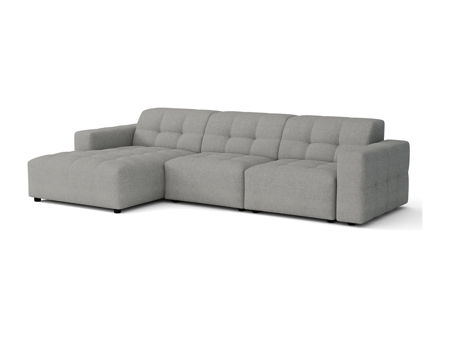 Canapé d’angle Bergamo A – angle gauche, tissu Raven 7 gris, 284×166×70 cm