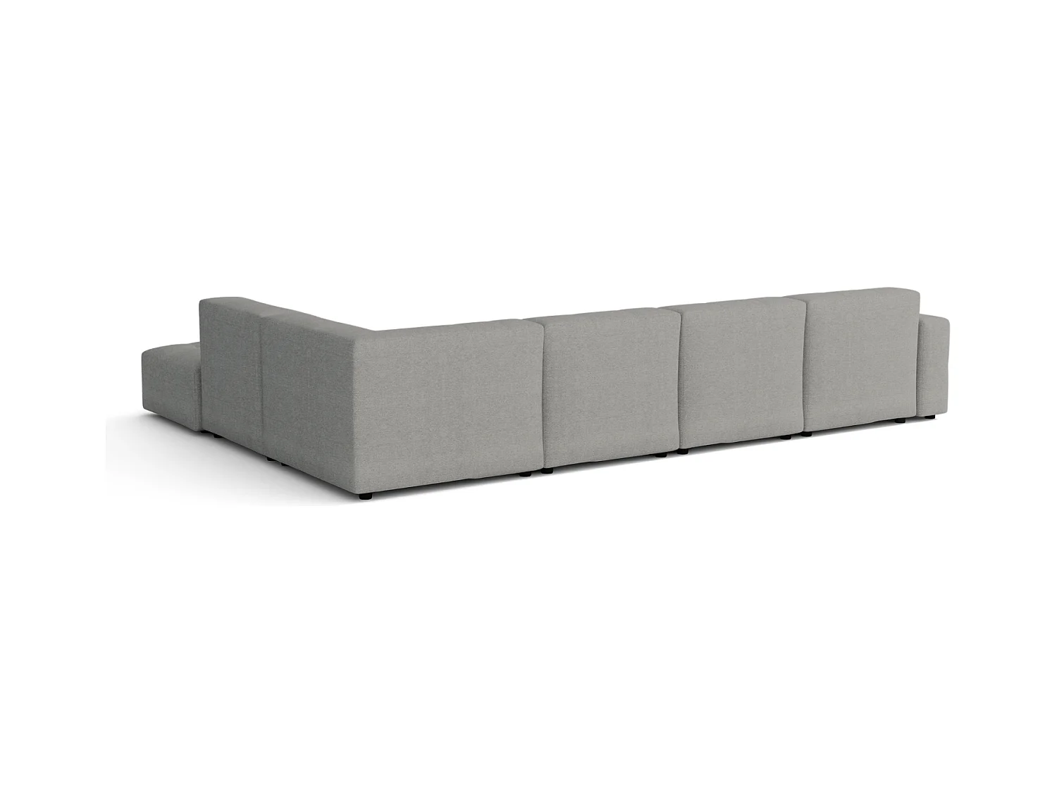 Ecksofa links mit Hocker/Pouf Bergamo C – Stoff Raven 7 grau, 364x262x70 cm