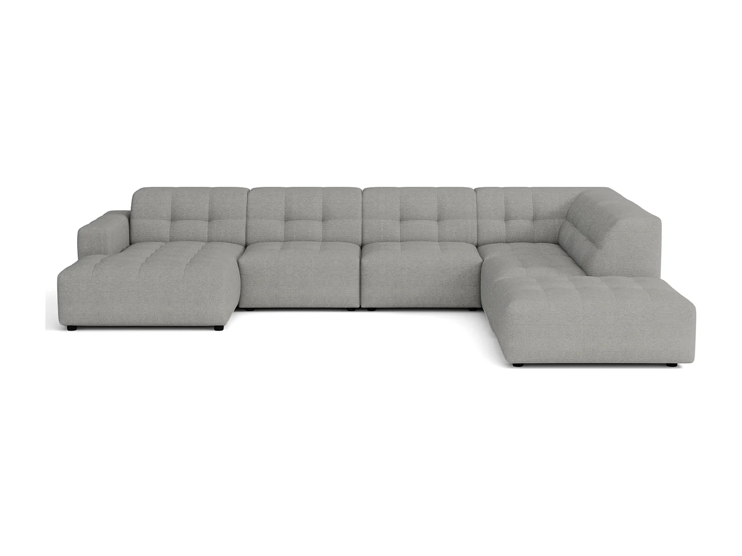 Canapé d’angle gauche avec pouf Bergamo C– tissu Raven 7 gris, 364×262×70 cm
