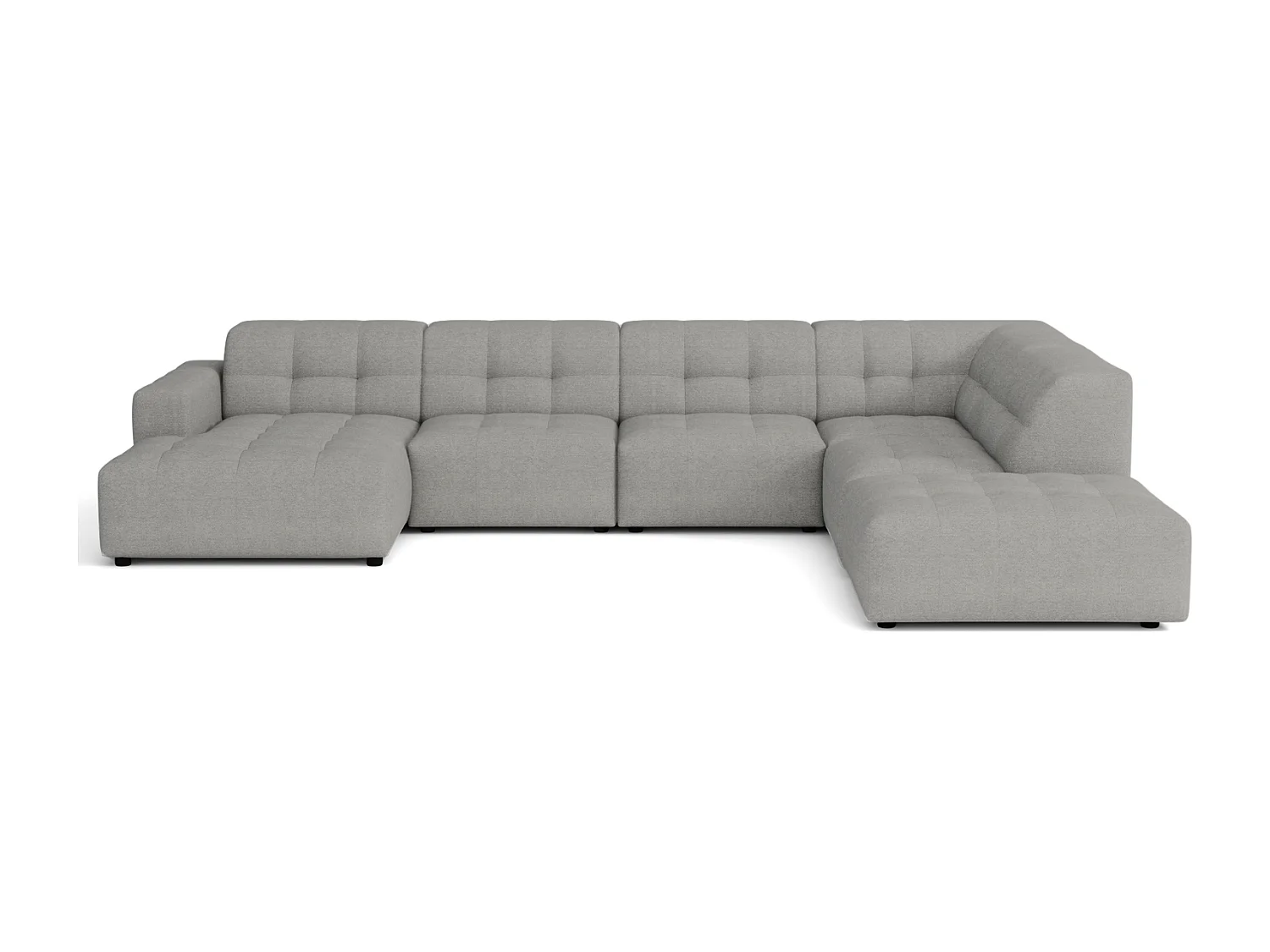 Canapé d’angle gauche avec pouf Bergamo C– tissu Raven 7 gris, 364×262×70 cm
