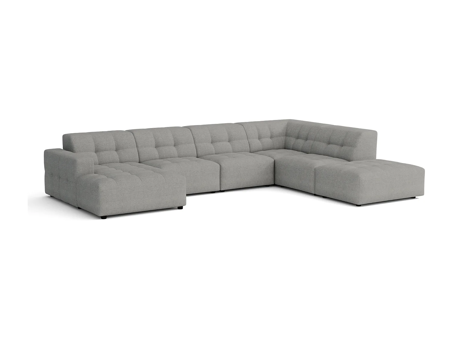 Canapé d’angle gauche avec pouf Bergamo C– tissu Raven 7 gris, 364×262×70 cm