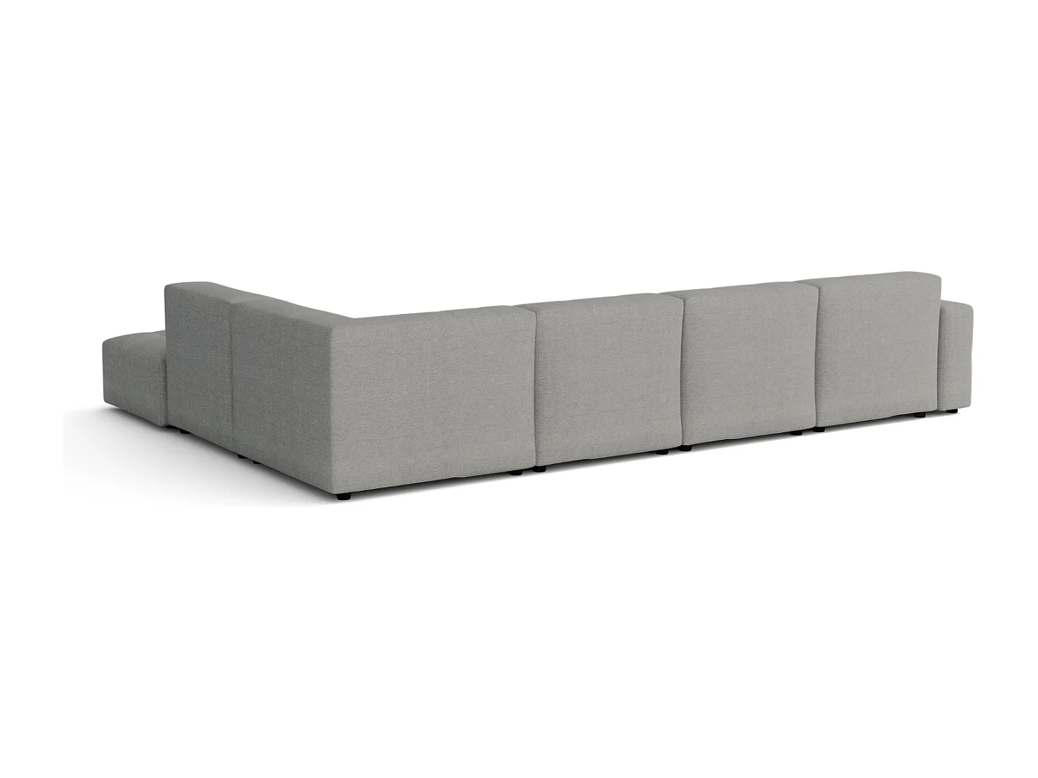 Canapé d’angle gauche avec pouf Bergamo C– tissu Raven 7 gris, 364×262×70 cm