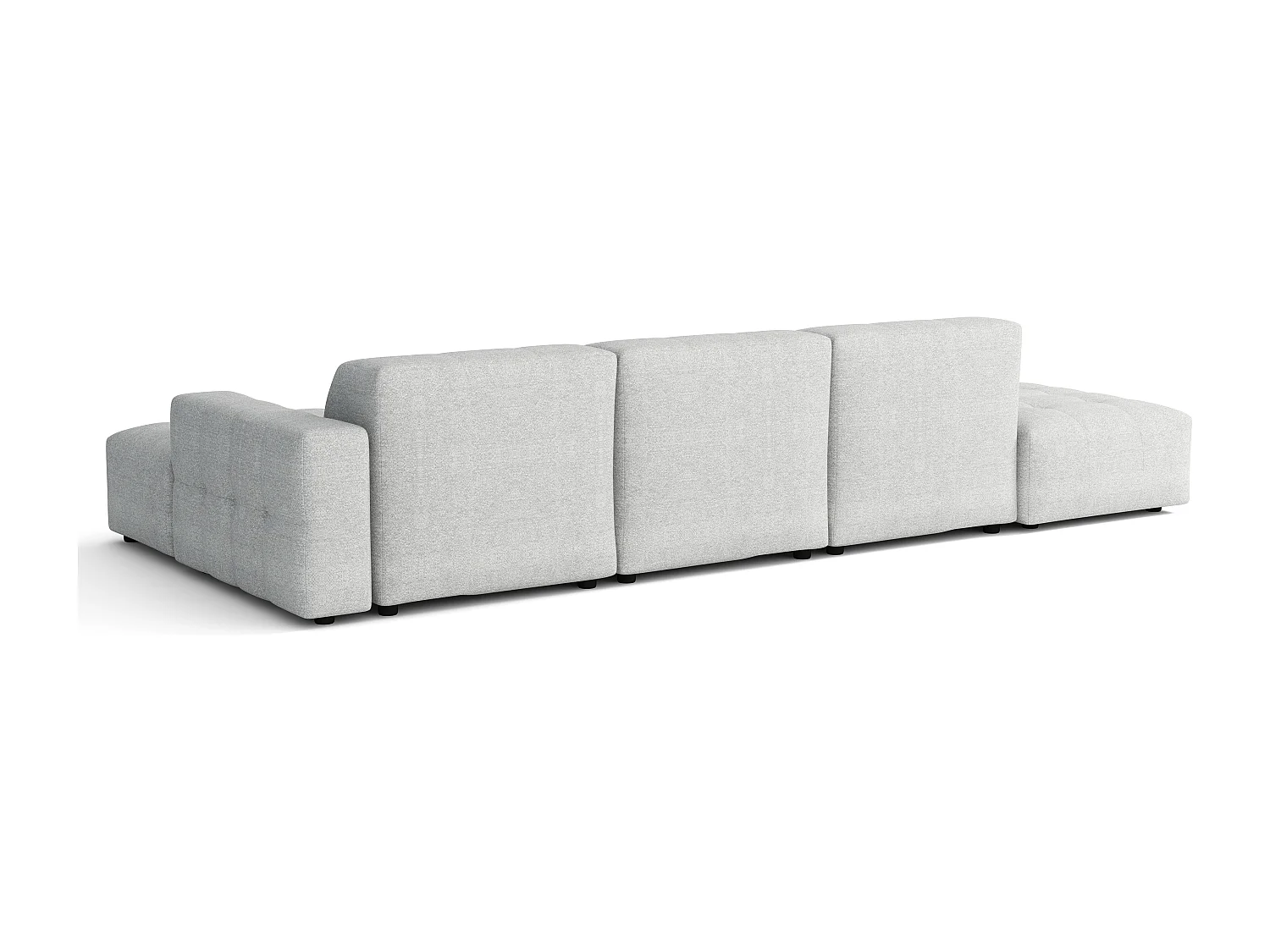 Canapé d’angle gauche avec pouf Bergamo B – tissu Raven 6 gris clair, 341×166×70 cm