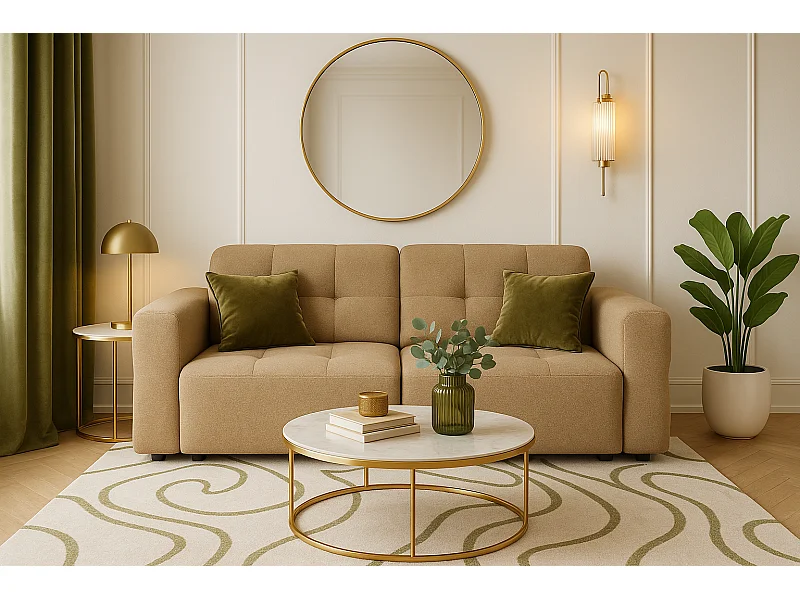 Sofa Bergamo  2-osobowa, tkanina Raven 34 jasno brązowa, 204×102×70 cm