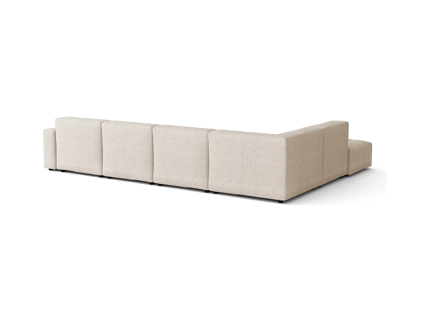 Canapé d’angle droit avec pouf Bergamo C – tissu Raven 24 crème,  364×262×70 cm