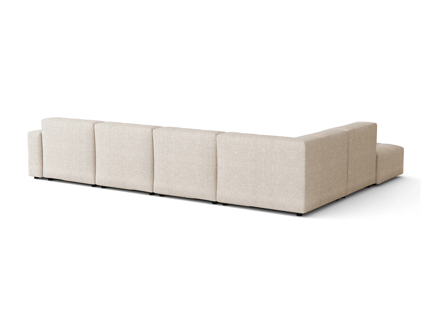 Canapé d’angle droit avec pouf Bergamo C – tissu Raven 24 crème,  364×262×70 cm