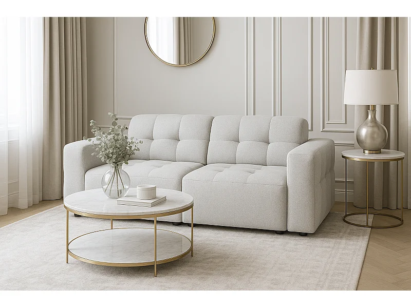 Sofa Bergamo 2-osobowa, tkanina Raven 6 jasnoszara – 204×102×70 cm