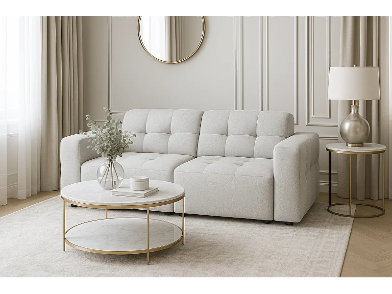 Bergamo Canapé 2 places – tissu Raven 6 gris clair, 204×102×70 cm