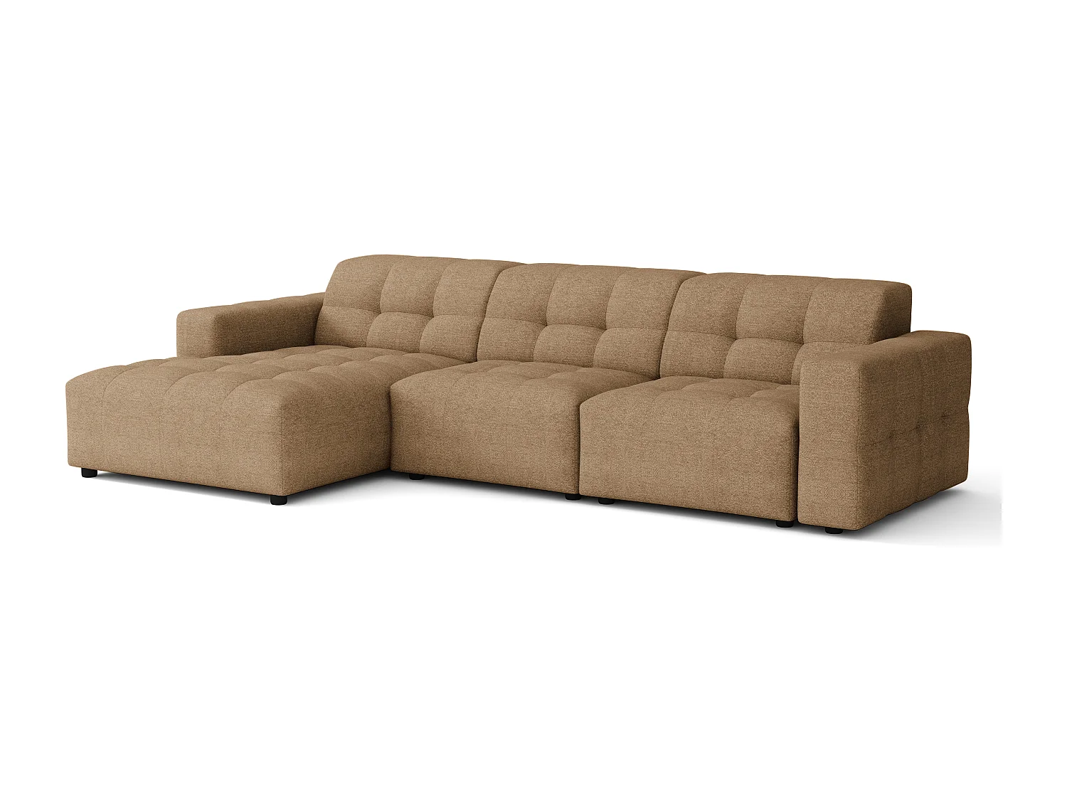 Canapé d’angle Bergamo A– angle droit, tissu Raven 34 marron clair, 284×166×70 cm