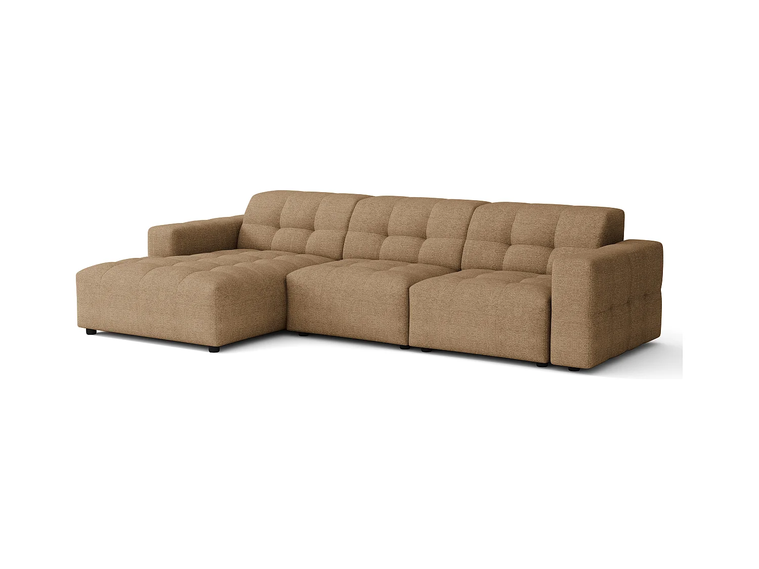 Ecksofa rechts Bergamo A – Stoff Raven  34 hellbraun, 284×166×70 cm