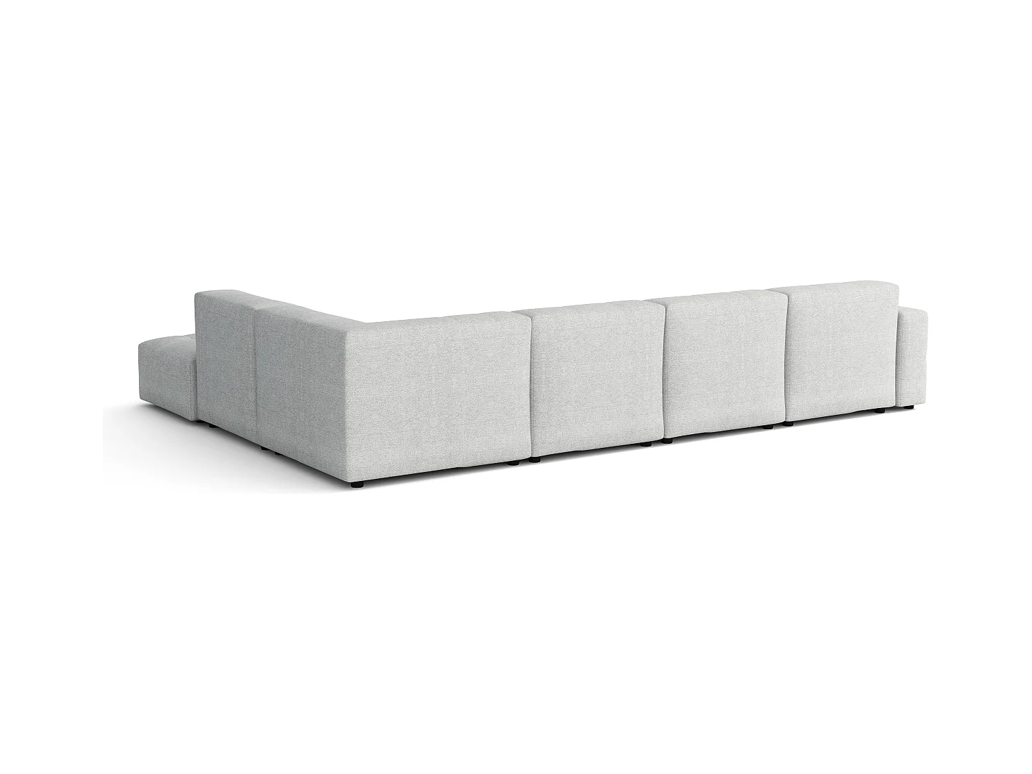 Canapé d’angle gauche avec pouf Bergamo C – tissu Raven 6 gris clair, 364×262×70 cm