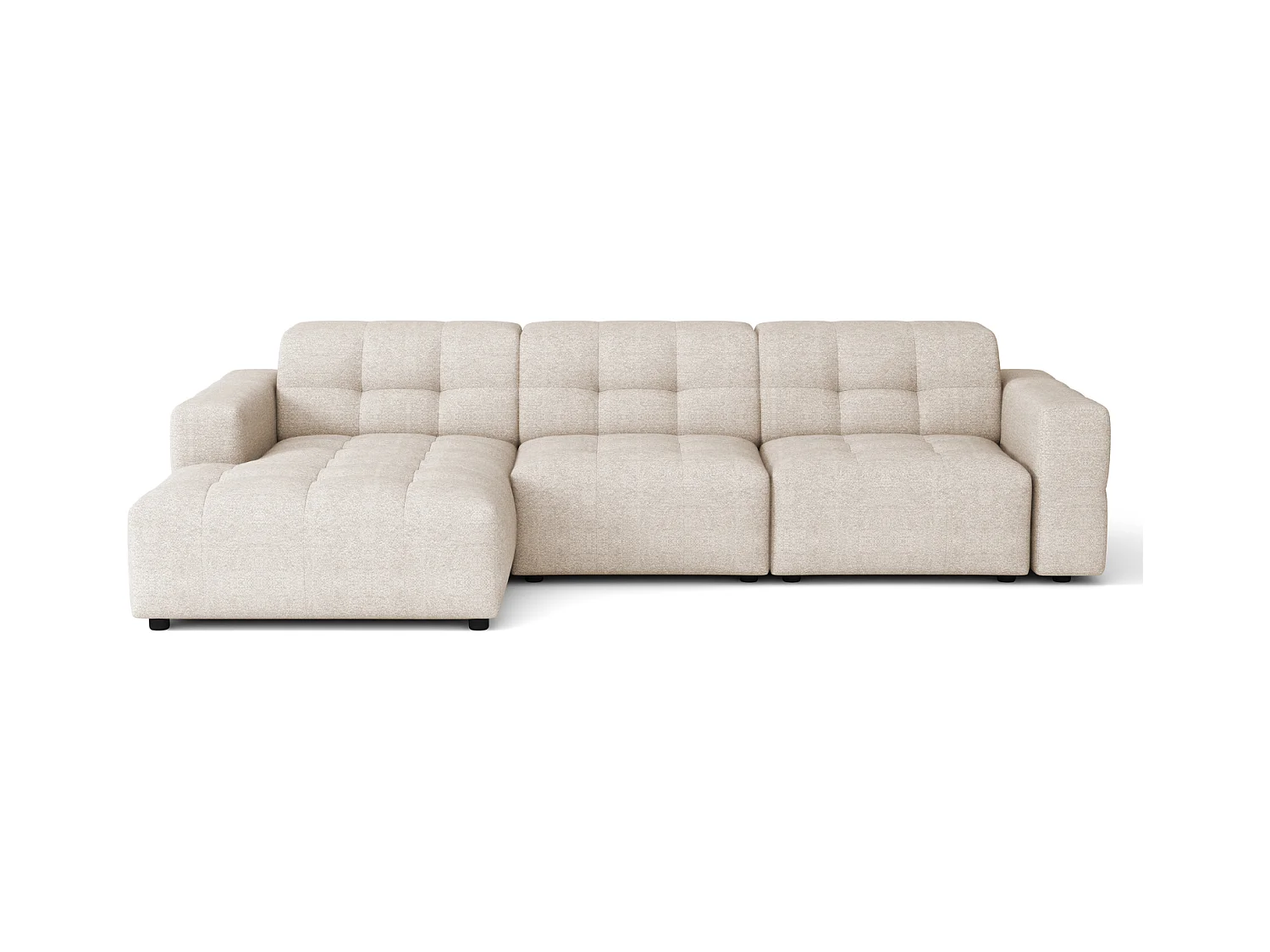 Ecksofa links Bergamo A – Stoff Raven 24 creme, 284×166×70 cm