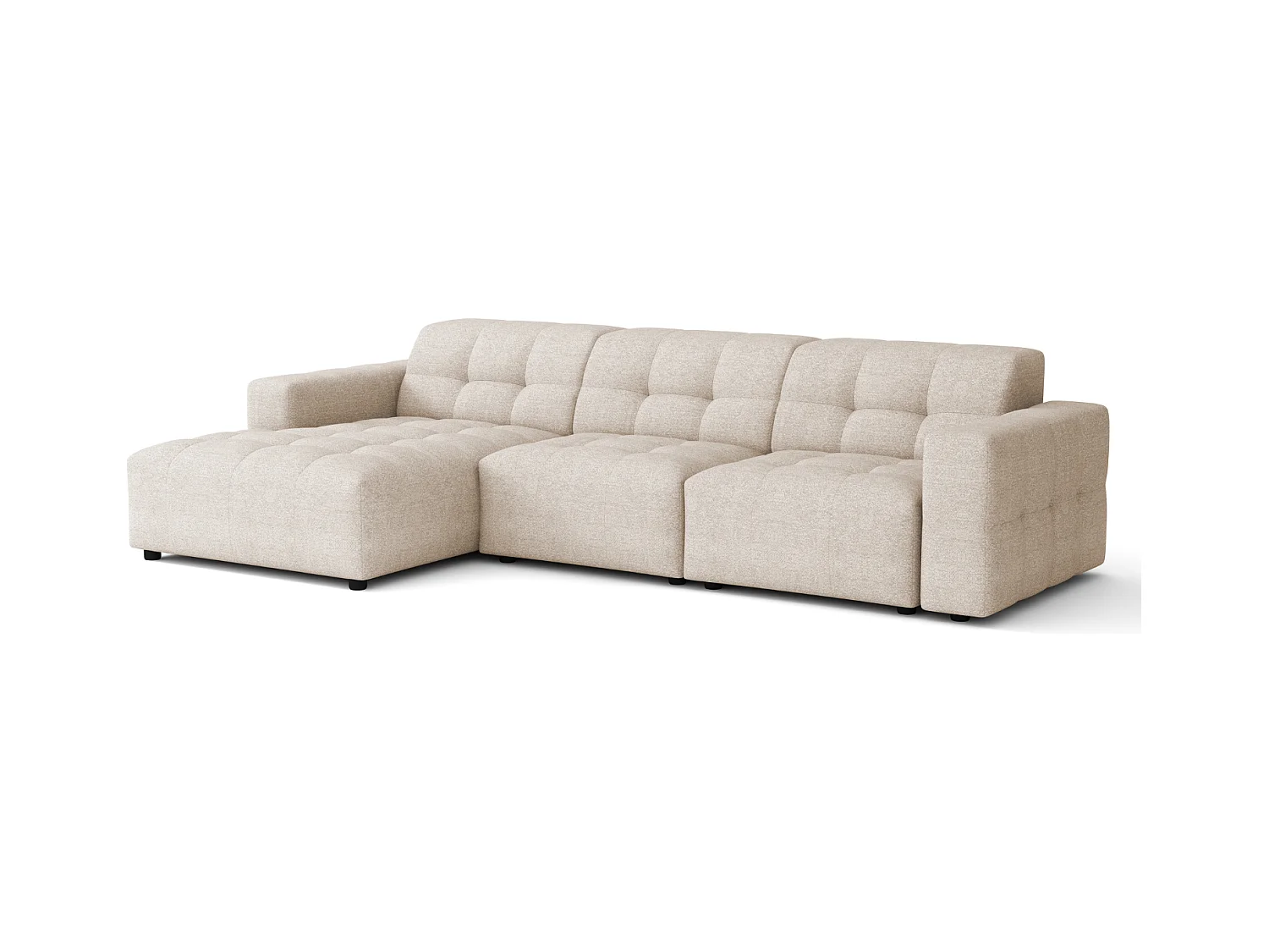 Ecksofa links Bergamo A – Stoff Raven 24 creme, 284×166×70 cm
