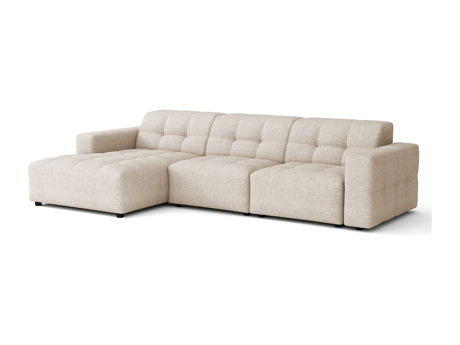 Canapé d’angle Bergamo A – angle gauche, tissu Raven 24 crème , 284×166×70 cm