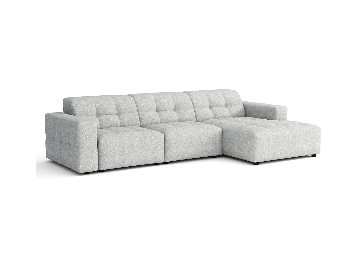 Canapé d’angle Bergamo A– angle droit, tissu Raven 6 gris clair, 284×166×70 cm