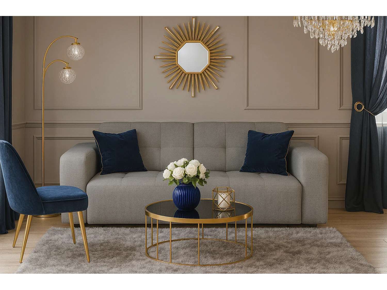 Bergamo Canapé 2 places – tissu Raven 7 gris, 204×102×70 cm