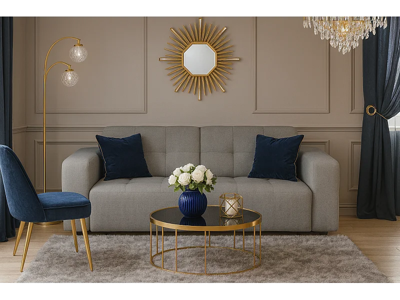 Bergamo Canapé 2 places – tissu Raven 7 gris, 204×102×70 cm