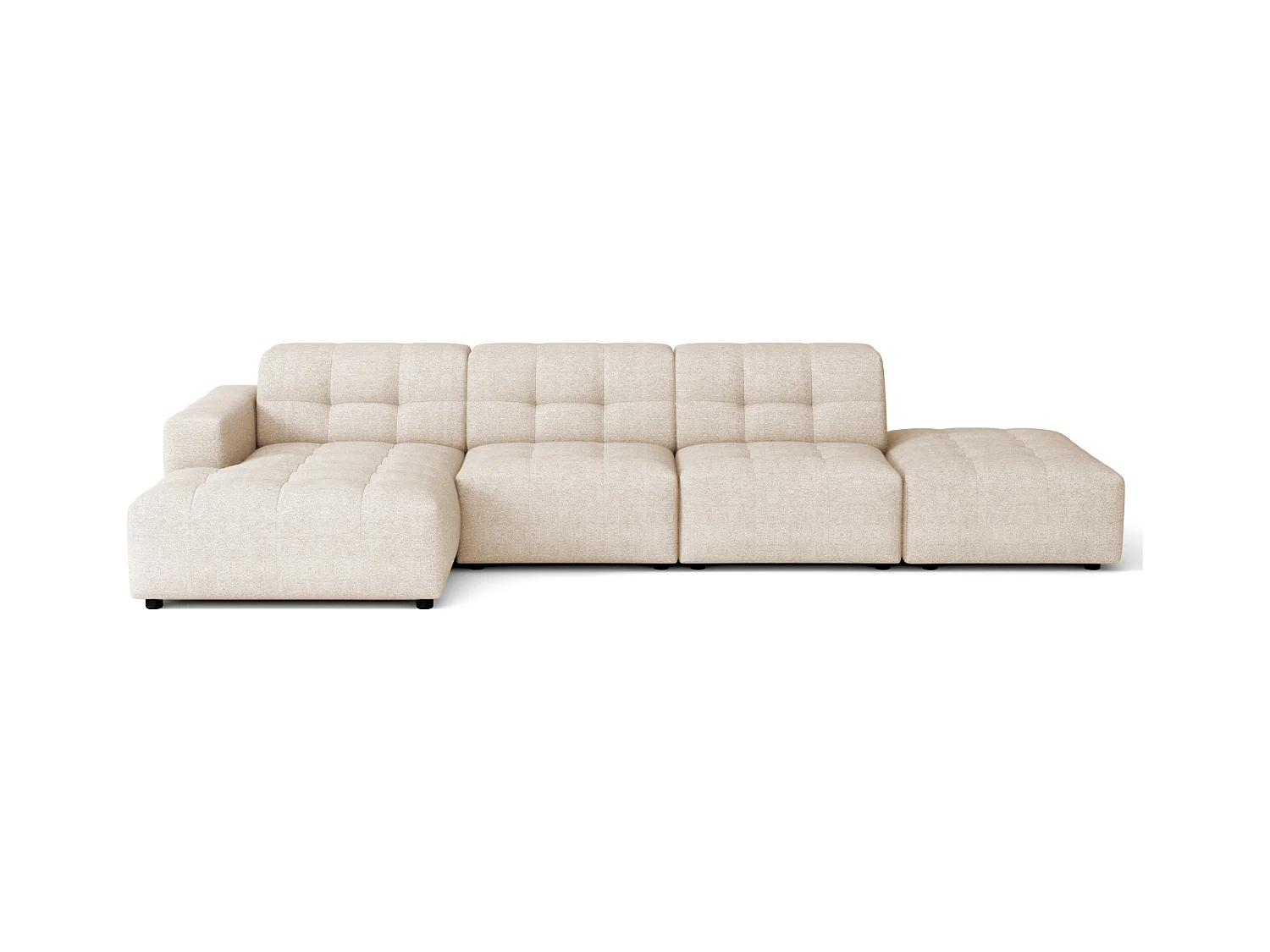 Canapé d’angle gauche avec pouf Bergamo B– tissu Raven 24 crème, 341×166×70 cm