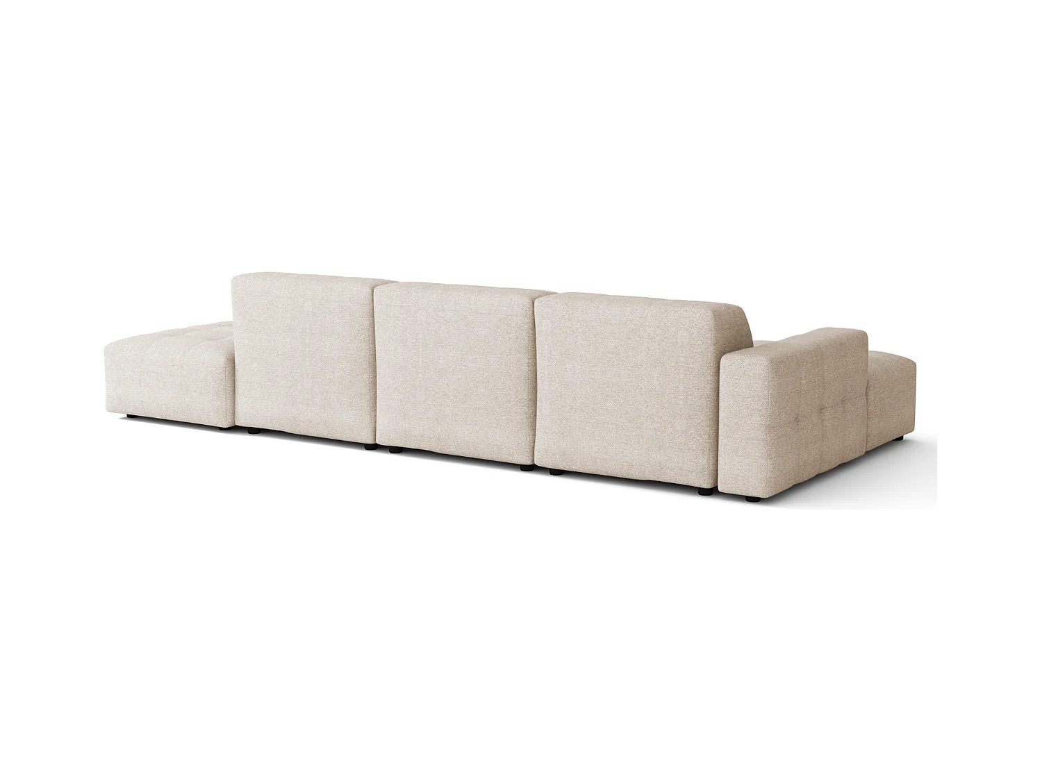 Canapé d’angle gauche avec pouf Bergamo B– tissu Raven 24 crème, 341×166×70 cm