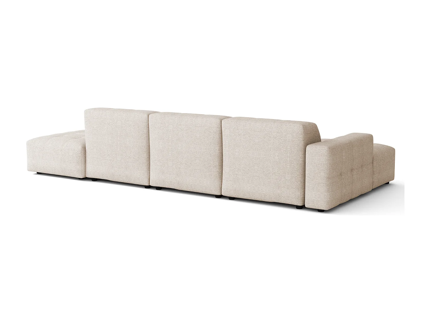Canapé d’angle gauche avec pouf Bergamo B– tissu Raven 24 crème, 341×166×70 cm