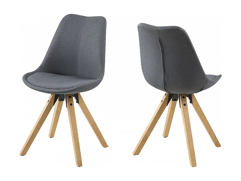 Chaises modernes bois et tissu gris (lot de 2) - EARL