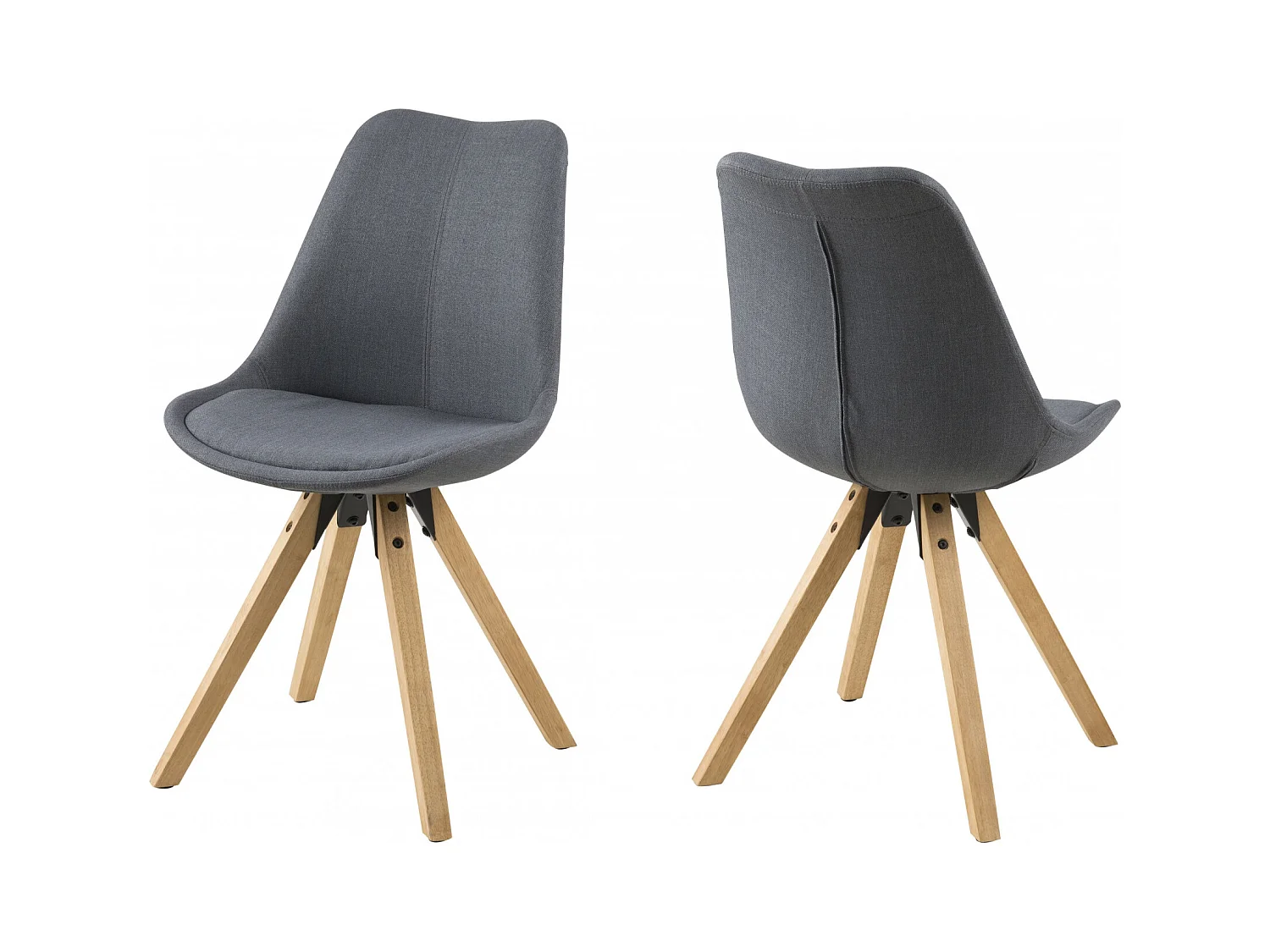 Chaises modernes bois et tissu gris (lot de 2) - EARL